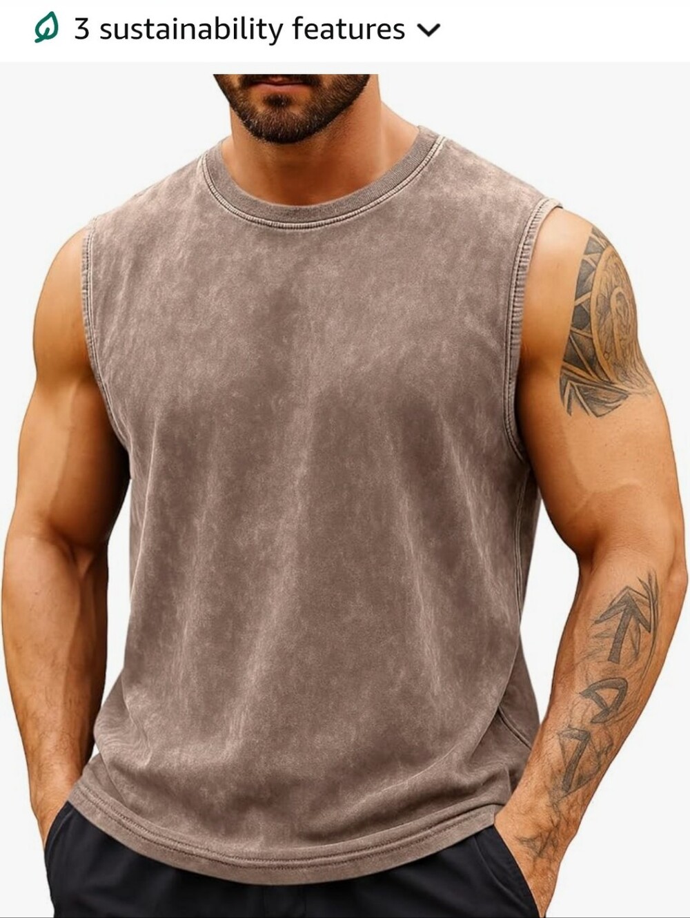 Mens 100% Cotton Tan Tank Top Set Of 2